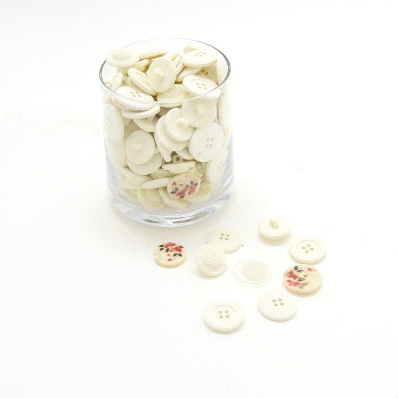 Trimz Assorted Shapes & Sizes White Plastic & Metal Button