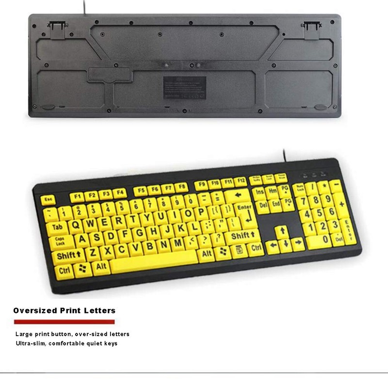 BOOGIIO Large Print Computer Keyboard, Wired USB High Contrast Keyboard