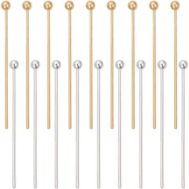 Beebeecraft 1 Box of 200 Ball Head Pins Gold/Silver Straight Bendable Eyelets Bead Pins for Jewellery Making for Crafts Pendants Beads Crafts Earrings Bracelets Necklaces Pendants