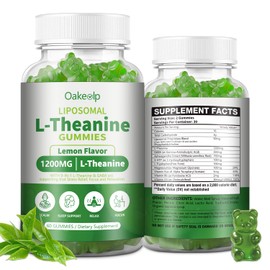 Oakevlp Liposomal L-Theanine Supplements 1200mg Gummies for Men Women,Liposomal Enhance 98% Absorption ，Complex GABA,5-HTP,Magnesium,Ashwagandha etc for Calm, Zzz & Relaxation Support