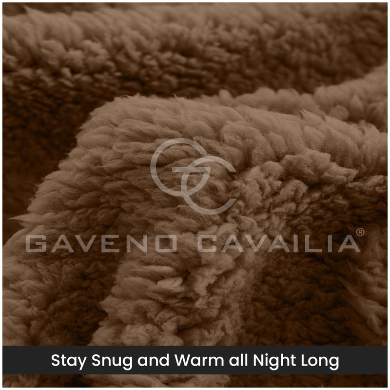 GC GAVENO CAVAILIA Teddy Fleece Plain King Size Fitted Sheets,