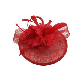 Finecy In New Women Ladies Feather Pillbox Fascinator Headband Wedding Royal Ascot Formal Race (Red)