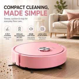 Mini Robot Vacuum and Mop for Floor Cleaning – Automatic 3-in-1 Sweeping, Suction & Mopping for Everyday Home Care