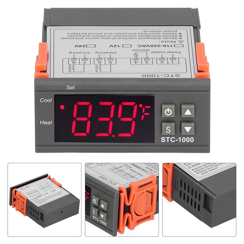 Uadme Temperature Controller Thermostat, STC-1000 Temperature Controllers DC 24V Digital
