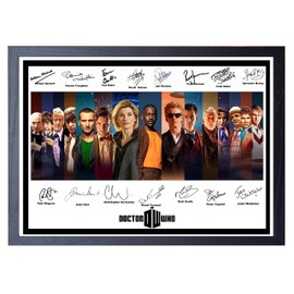Doctor Who Signed/Autographed Print all Doctors. Dr Who (A4 Framed 34cm x 24cm)