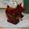 Zsolnay Iridescent Red Cow Figurine - Hungarian Porcelain - Flawless