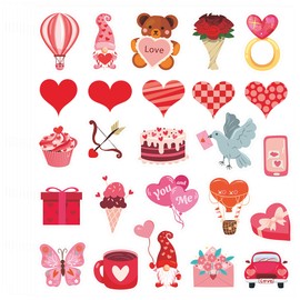 Lucleag 750 PCS Valentine’s Day Stickers for Kids, Assorted Valentines Day Stickers Heart Valentines Elements Stickers for Crafts Gifts Envelope Seals Valentines Party Favors Decor