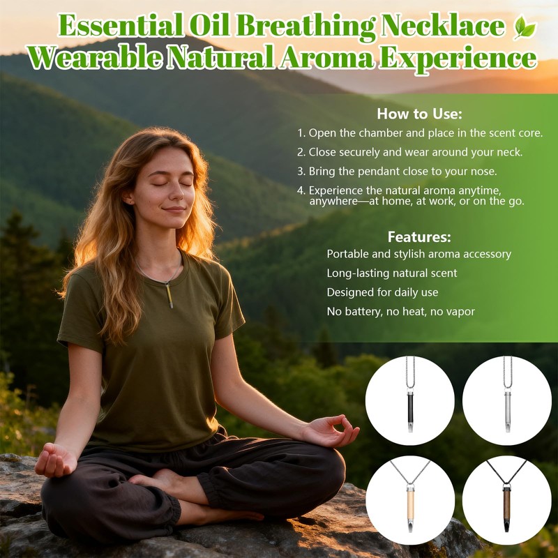 Breathing Necklace to Replace Bad Habit with 9pcs Mint Cores,
