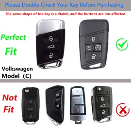SLAKNOK for Volkswagen Key Fob Cover with Keychain,Real Carbon Fiber Zinc Alloy Protection Key Case for VW Tiguan Atlas Jetta Passat Golf Alltrack Arteon Taos Smart Remote Holder Key shell Accessories