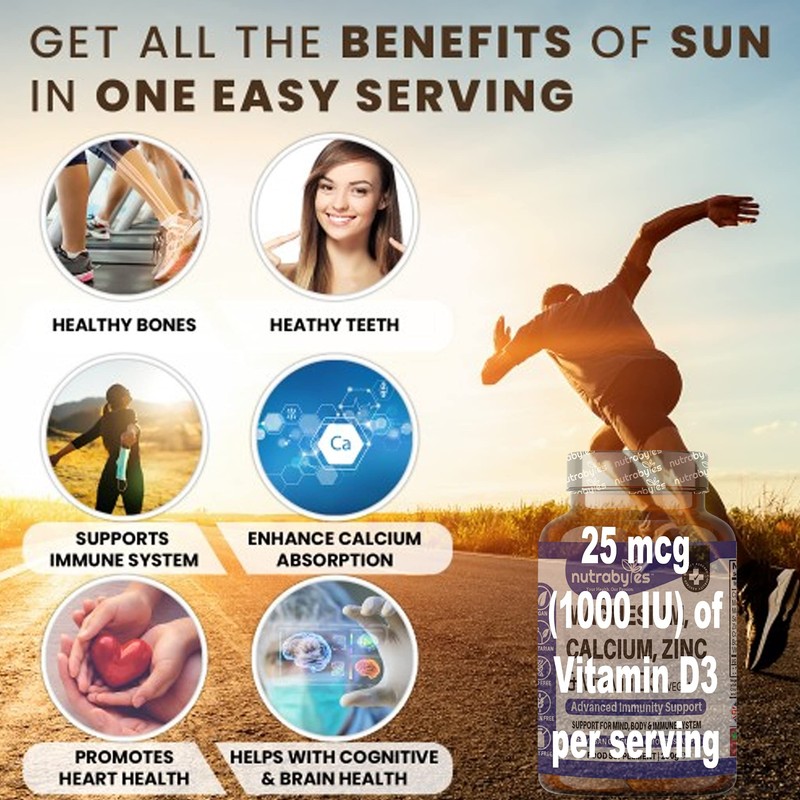 Magnesium Calcium Zinc & Vitamin D3 Vegan Supplement, Advanced Immunity