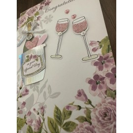 Second Nature Handcrafted European Special Day Wedding Greeting Card w/ Champagne Design