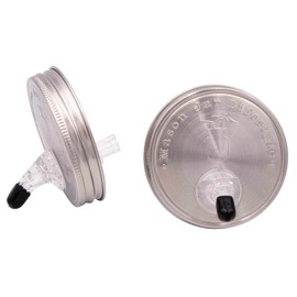 2 Pack Stainless Steel Liquor Pour Spout Lid for Mason Jars (Wide Mouth)