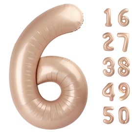 40 Inch Caramel Balloon Number 6 Balloon,6 Foil Mylar Helium Large Digital Balloon Birthday Numbers Jumbo Balloons 16th or 61st Anniversary Party Decorations Supplies