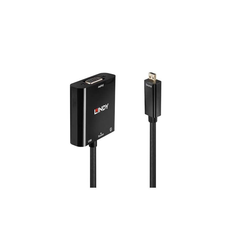LINDY Micro HDMI (Type-D) to VGA/Audio Active Converter Adapter Cable
