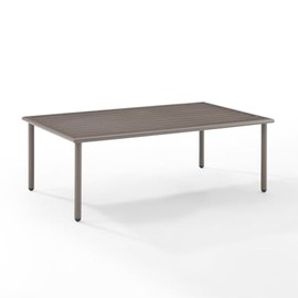 Ergode Cali Bay Outdoor Metal Coffee Table - Light Brown, Sleek Design, Durable Steel, Slatted Top