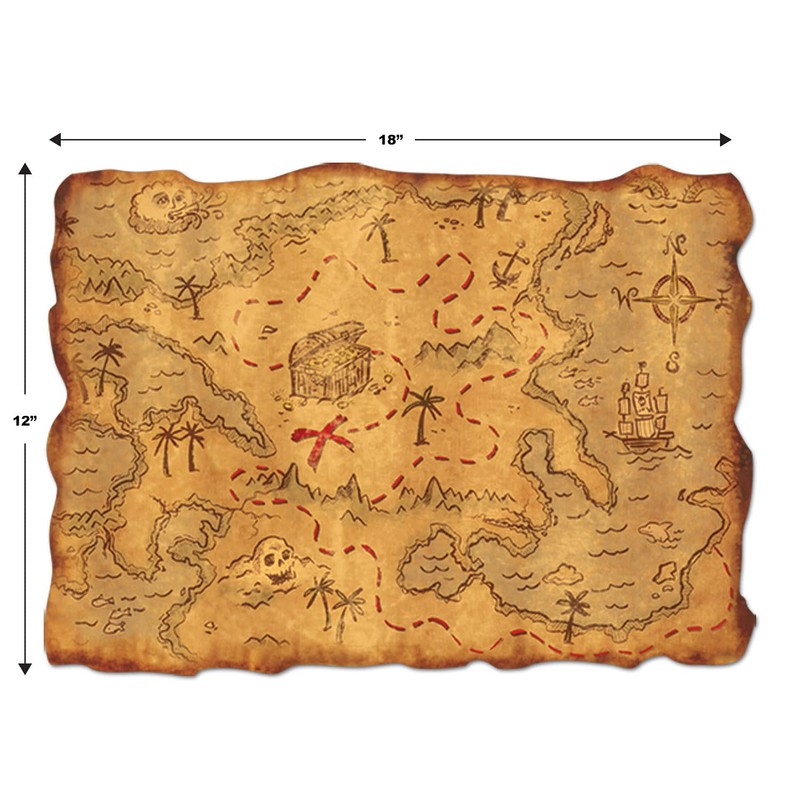Plastic Treasure Map Party Accessory (1 count) (1/Pkg)