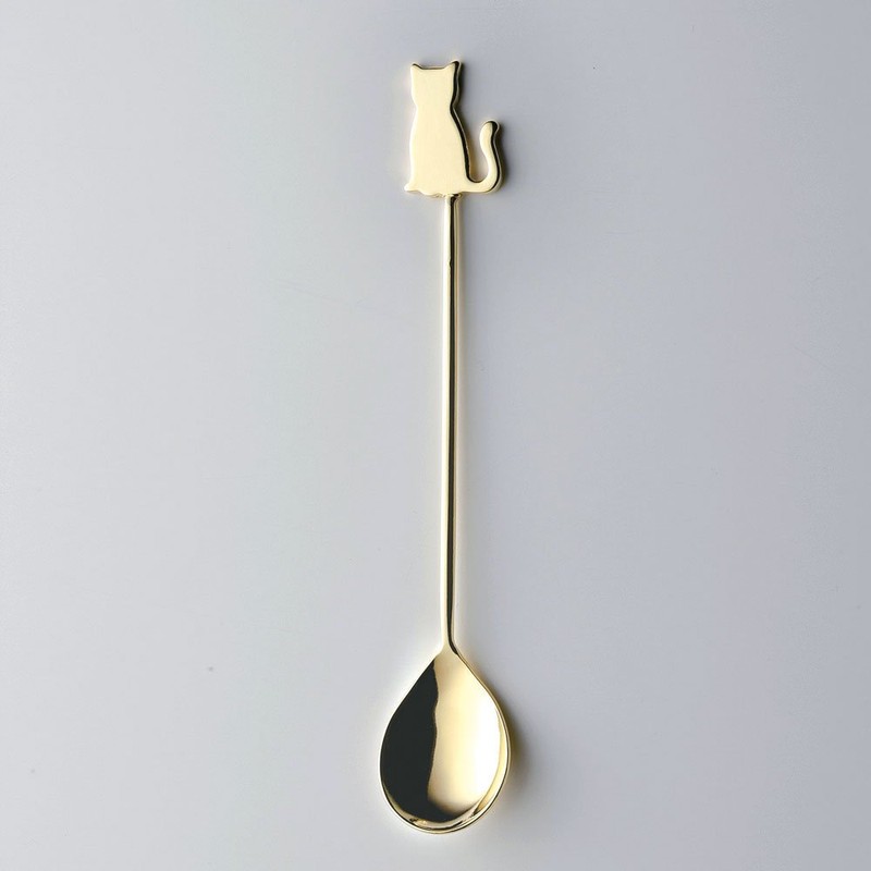 High Mulberry Metal Cat Spoon Gold 3pc 405060
