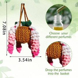 Wisteria Plant Crochet Cars Accessories Boho Cars Plant Crochet Hanging Accessories Weaving Plants for Car Rear View Mirror Cute Car Plants for Women
