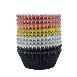 Mombake Standard Metallic Foil Paper Cupcake Cases in Rose Gold, Gold, Silver and Black, 200-Count