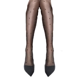 MARILYN Fashion European Pantyhose Gold Shimmer Polka Dot (Black Stars, M/L)