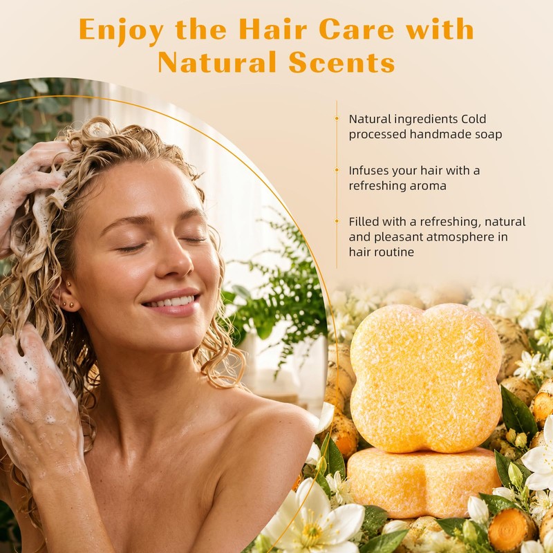 AOPEIBOTO Turmeric Hair Shampoo Soap, Ginger Hair Regrowth Shampoo Bar