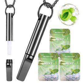 Breathing Necklace with Resistance Include 3 Mint Filters, Portable Anxiety Breathing Necklace Stress Relief Calm for Meditation & Travel