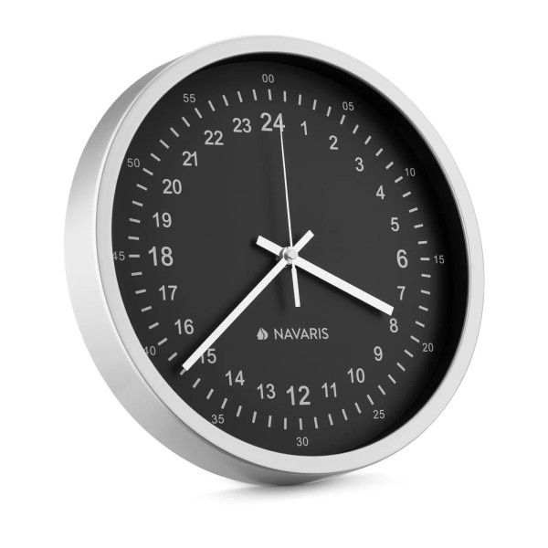 Navaris 24 Hour Wall Clock - 11.8" Analog Military Time