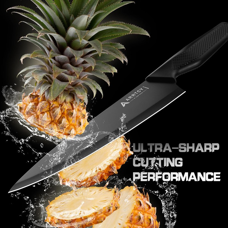 Arrtcy Knife Set - Kitchen Knife Set with Built-in Sharpener
