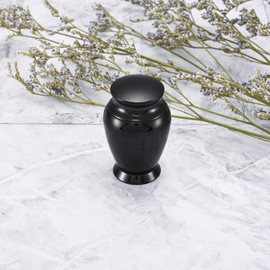JSDDE Mini Stainless Steel Urn Waterproof Memorial Urn Black Keepsake Urn Memorial Funeral Keepsake Urn Keepsake for Safe Storage of Ashes (Style 1)