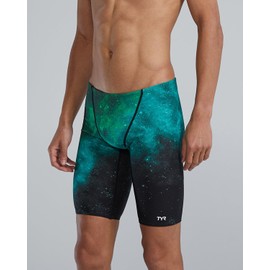 TYR Men's Standard Durafast Elite Solid Jammer Swimsuit, Green/Starborne