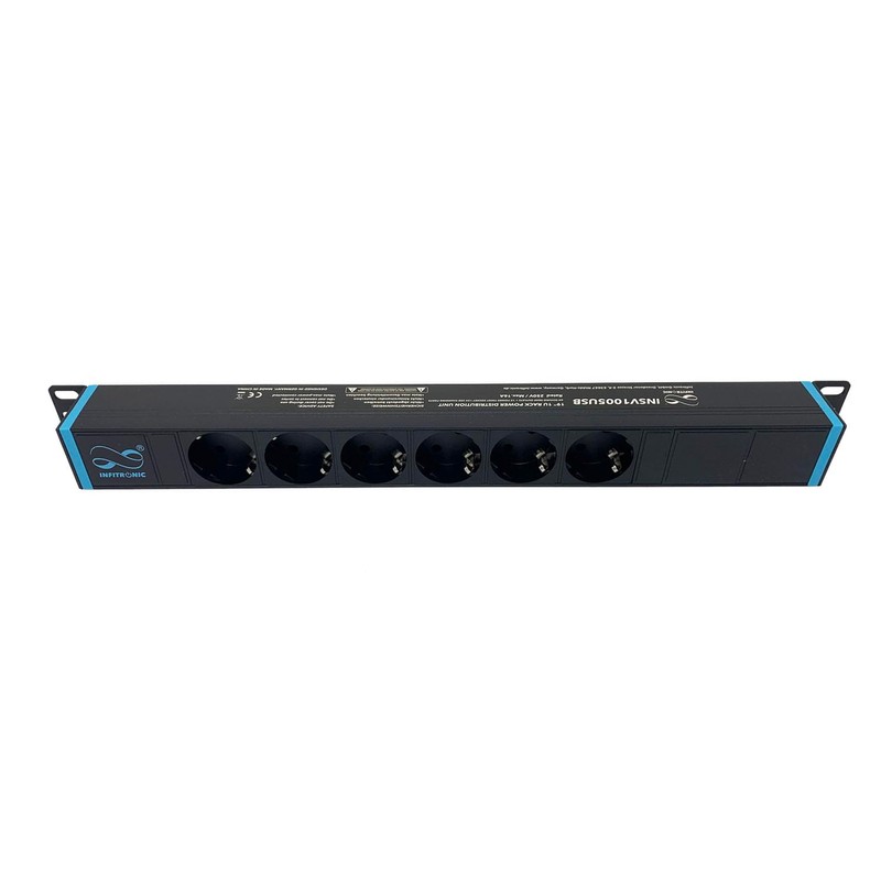 Infitronic - INSV1005USB - 19 Inch 1U 6-Way Power Strip