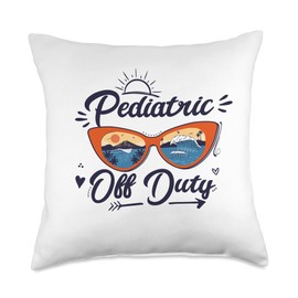 Pediatric Off Duty Gifts Apparel Pediatric Off Duty Sunglasses Beach Sunset Summer Retro Throw Pillow, 18x18, Multicolor