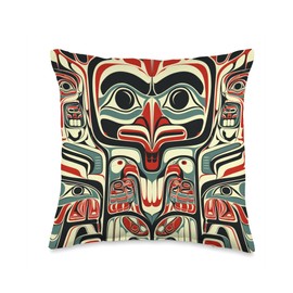 Alaska Native American Art Tlingit Eagle Tribal Bear Throw Pillow