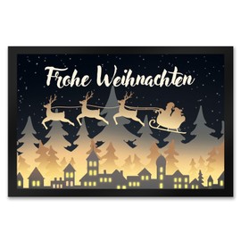 speecheese Merry Christmas Skyline Doormat XXL 50 x 75 cm Doormat for Christmas Season Advent Beautiful Christmas Decoration Decoration for House Entrance Winter Anticipation of Christmas