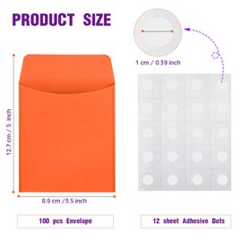 100 Pieces Library Card Envelope Colorful Small Packet Envelope Library Card Pocket with 12 Sheets Removable Adhesive Dot for Public Library School Office (Multi-Color)