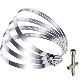 HONGECB 6 Inch Hose Clamps, 150 mm Pipe Clamps, Adjustable Clamping Range 141-165 mm, 304 Stainless Steel Duct Clamps, Pack of 4, Sleeve Wrench Tool for Fixing Pipes