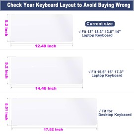 13.3" 13.5" 14" Universal Laptop Keyboard Cover Skin (12.48" x 5.2") for 13.3"-14" Laptop Notebook (Without Numeric Keypad Keyboard), Ultra Thin Silicone Waterproof Keyboard Cover Protector
