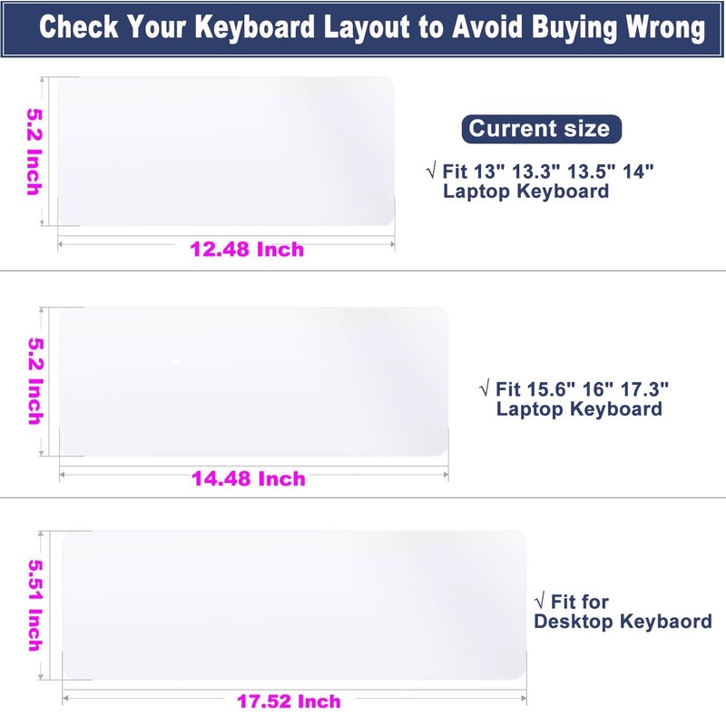 13.3" 13.5" 14" Universal Laptop Keyboard Cover Skin (12.48" x