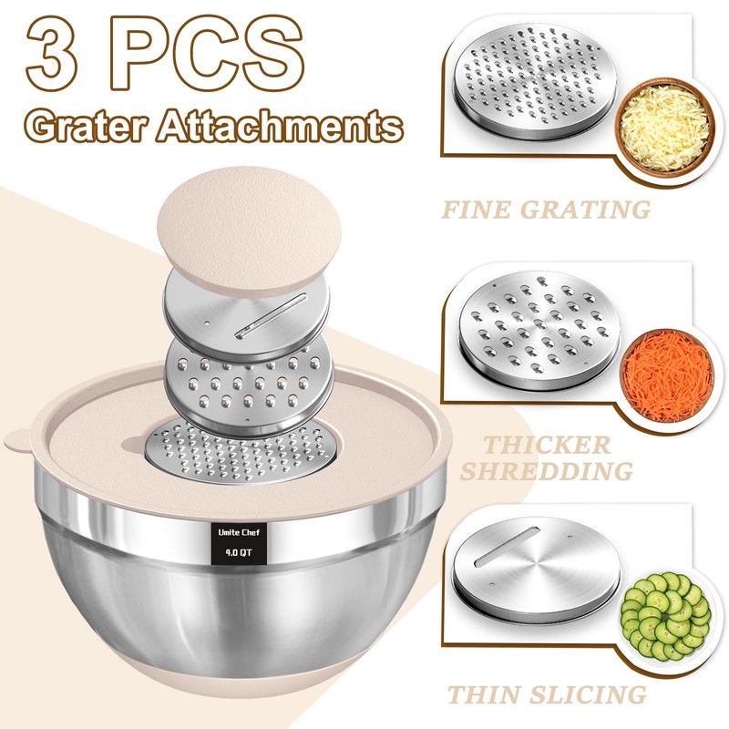 Umite Chef Mixing Bowls with Airtight Lids Set, 8PCS Stainless