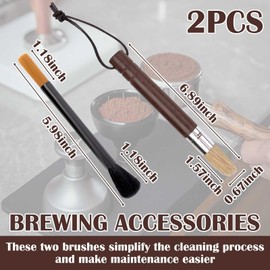FRAMAD 2PCS Coffee Brush Grinder Cleaner, Espresso Cleaning Barista Brush Used on Group Heads Shower Screen Portafilter Scoop Tamper
