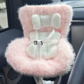Dolls Car Seat, Cute Car Decoration for 10-17cm Dolls, with Breathable Clips & Refreshing Scent Tablets, it is a Safe and Solid car Companion (Pink)