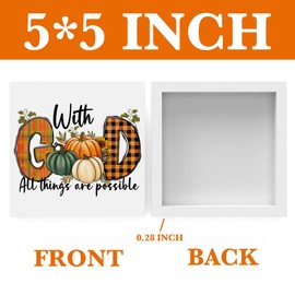 Fall Decor With God All Things Are Possible Wooden Box Sign Christian Religious Pumpkin Decor Inspirational Sunflower Farmhouse Desk Decor Rustic Thanksgiving Harvest Autumn Decor for Home Office