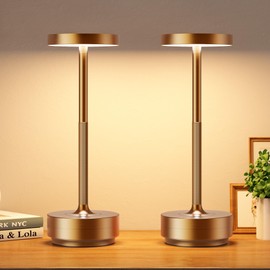 2 Pack Cordless Table Lamp Rechargeable - Waterproof, Touch 3-Color Lighting Portable LED Table Light for Outdoor,Patio,Restaurant.