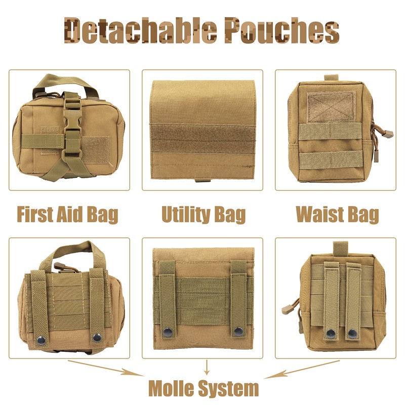 AIWAI Tactical Dog Harness with Pouches,Dog Vest Harness for Large
