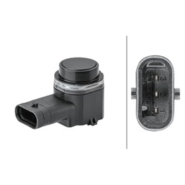 HELLA 6PX 358 141-741 Sensor, Parking Aid - 3-Pin - Pluggable - Can be Painted Over - with Mounting Ring