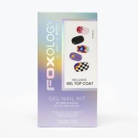 Foxology Vegan And Cruelty Free Semi Cured Gel Nail Strip Kit Includes 30 Nail Strips, Alcohol Free Nourishing Prep Pad, A Gel Top Coat, A Wooden Cuticle Stick, Nail File - CHECKER OUT