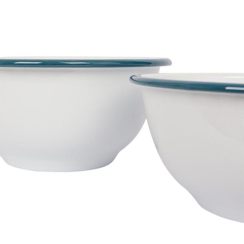 Argon Tableware 2pc Green White Enamel Mixing Bowl Set -