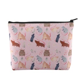 XYANFA Rat Cosmetic Makeup Bag Rat Lovers Gifts Mouse Mom Gifts Rat Owner Gifts Rat Women Gifts Cute Rat Zipper Pouch (rat makeup bag)