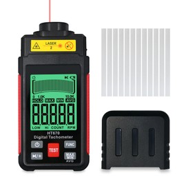 Digital RPM Tachometer Check for RPM & Counting, 10-99999 RPM High Precision Laser Non Contact Tachometer RPM Meter Tester with Reflection Tape, Backlit Large LCD, Data Hold, and Max/Min/AVG Function