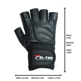 FELTER FITNESS Guantes Deportivos, Guantes para Gym con Protección de Muñecas, Antideslizante (Negro M)